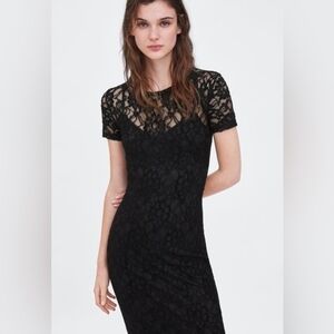 NWT Zara Black Lace Dress - Size Small
